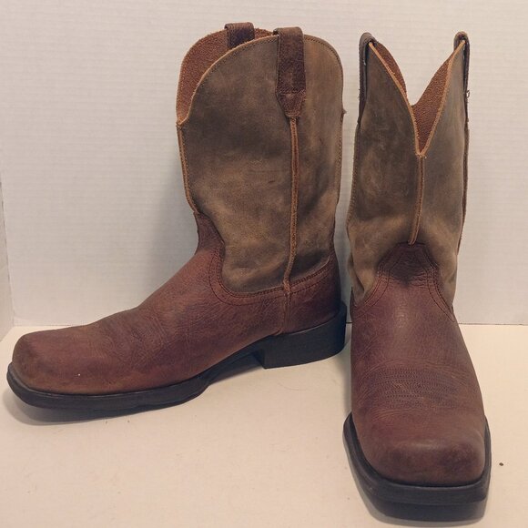 ARIAT "Rambler" Men's Size 11D Pull-on Western Boot Square Toe Brown Leather - Picture 2 of 14